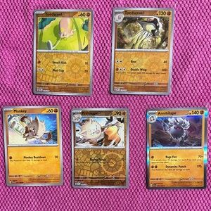 5 Pokemon Cards - Toedscool Toedscruel Mankey Primeape Annihilape